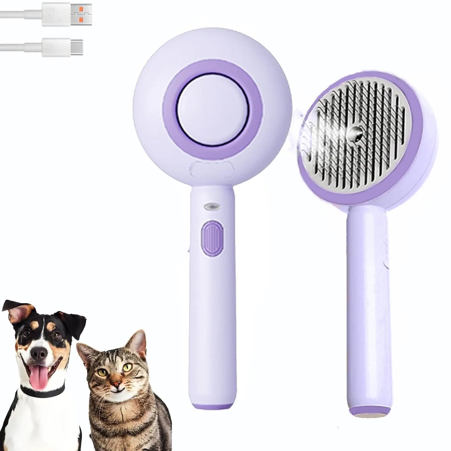 Cat Steam Brush Self Cleaning Pet Spray Hair Removal Comb with Release Button 3 In 1 Cat Brush for Indoor Cats Waterproof Pet Grooming Brush for Long Short Haired Dogs Cats